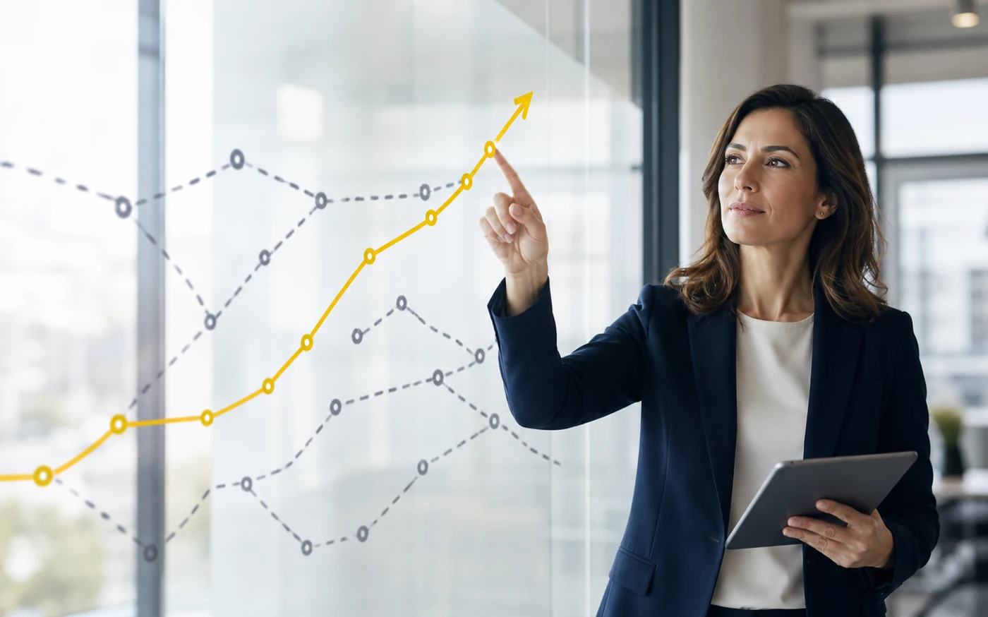 Professionista che sceglie una direzione strategica chiara